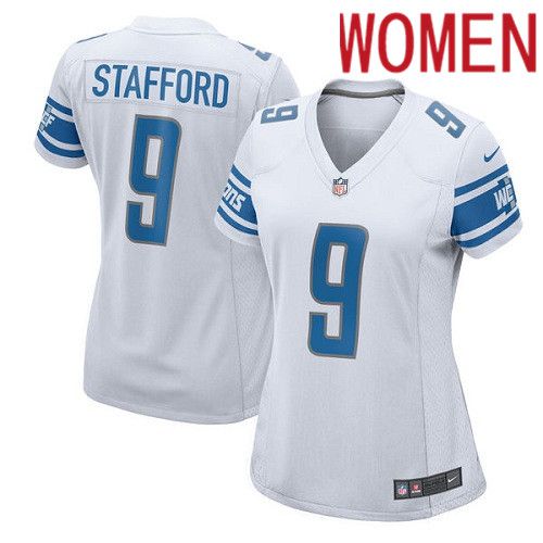 Women Detroit Lions #9 Matthew Stafford Nike White Game Player NFL Jersey->women nfl jersey->Women Jersey
